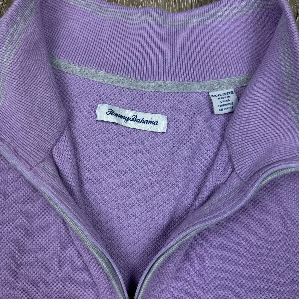 Tommy Bahama Mens Purple Coolmax Cotton Quarter Zip Sweater Knit Pullover 3XL